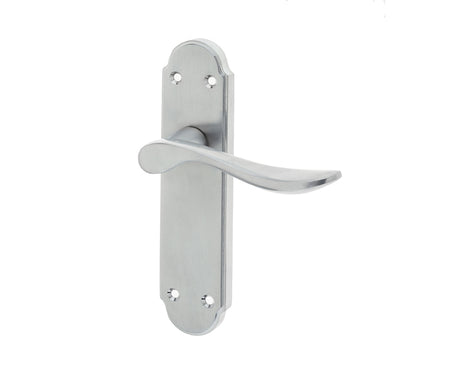 High quality image of Frelan - Henley Suite Door Handle on Latchplate Satin Chrome Sku. JV191SC
