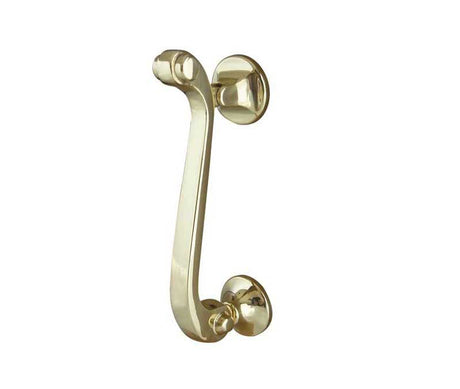 This is an image showing the Frelan - Scroll Door Knocker - Polished Brass available to order from Trade Door Handles in Kendal