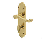 High quality image of Frelan - Epsom Suite Door Handle on Bathroom Plate Polished Brass Sku. JV250BPB