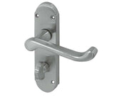 High quality image of Frelan - Epsom Suite Door Handle on Bathroom Plate Satin Chrome Sku. JV250BSC