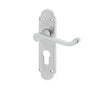 High quality image of Frelan - Epsom Suite Door Handle on Euro Profile Lockplate Satin Chrome Sku. JV250ESC