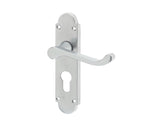 High quality image of Frelan - Epsom Suite Door Handle on Euro Profile Lockplate Satin Chrome Sku. JV250ESC