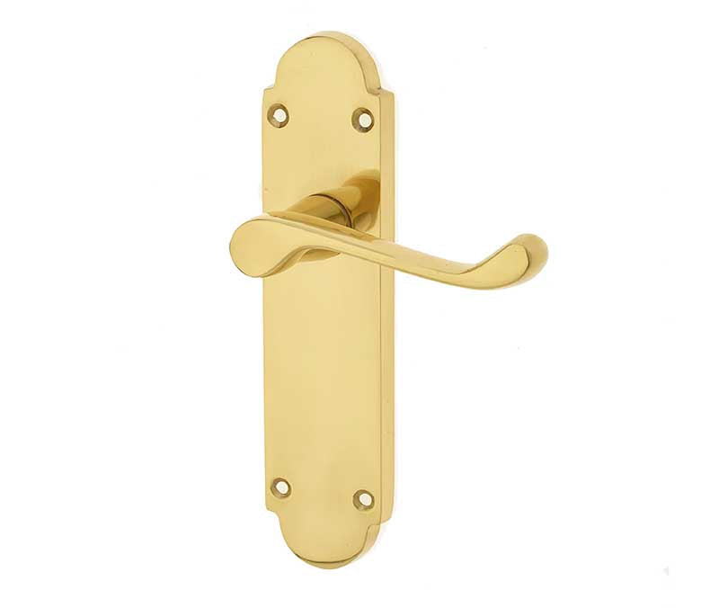 High quality image of Frelan - Epsom Suite Door Handle on Latchplate Polished Brass Sku. JV251PB