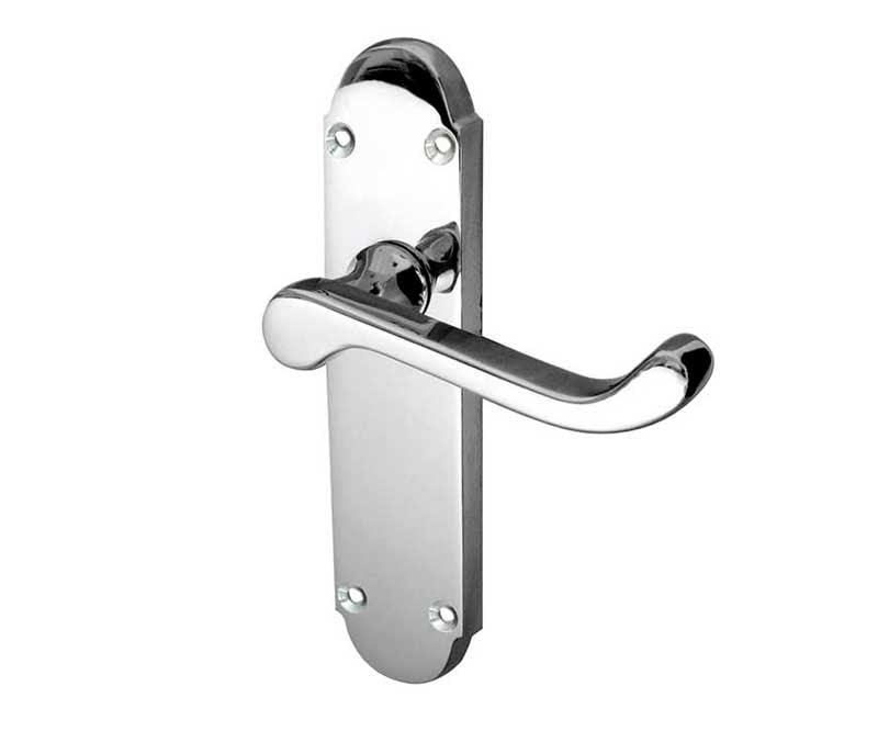 High quality image of Frelan - Epsom Suite Door Handle on Latchplate Polished Chrome Sku. JV251PC