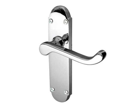 High quality image of Frelan - Epsom Suite Door Handle on Latchplate Polished Chrome Sku. JV251PC