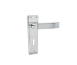 High quality image of Frelan - Deco Door Handle on Lockplate Satin Chrome Sku. JV253SC