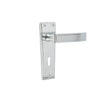 This is an image showing the Frelan - Deco Standard Lever Lock Handles on Backplates - Satin Chrome available to order from Trade Door Handles in Kendal