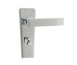 High quality image of Frelan - Deco Door Handle on Bathroom Plate Polished Chrome Sku. JV255PC