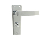 High quality image of Frelan - Deco Door Handle on Bathroom Plate Polished Chrome Sku. JV255PC