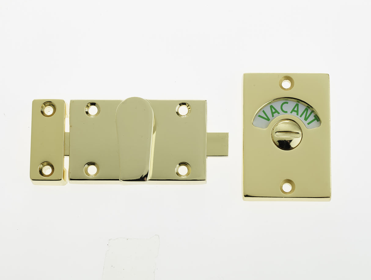 High quality image of Frelan - Jedo Bathroom Indicator Bolt 61x42mm 61x42mm Brass Finish Sku. JV2662PVD