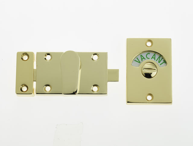 High quality image of Frelan - Jedo Bathroom Indicator Bolt 61x42mm 61x42mm Brass Finish Sku. JV2662PVD
