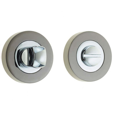 High quality image of Frelan - Jedo Dual Turns & Releases 50mm Round Rose no Indicator Polished Chrome Polished Black Nickel Sku. JV2666PCBN
