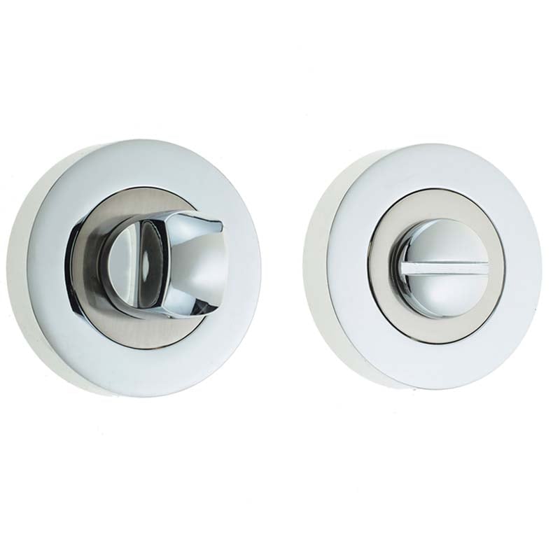 High quality image of Frelan - Jedo Dual Turns & Releases 50mm Round Rose no Indicator Polished Chrome / Satin Nickel Sku. JV2666PCSN