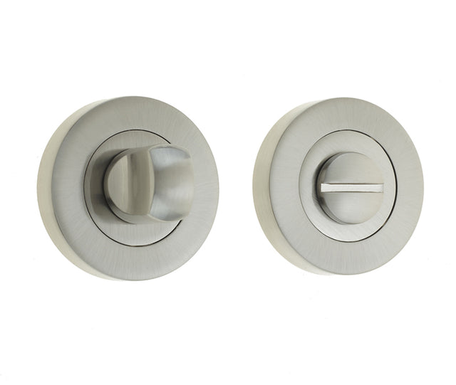 High quality image of Frelan - Jedo Designer Turns & Releases 50mm Round Rose no Indicator 50x10mm Satin Nickel Sku. JV2666SN
