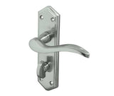 High quality image of Frelan - Paris Suite Door Handles on Bathroom Plate Satin Chrome Sku. JV283SC