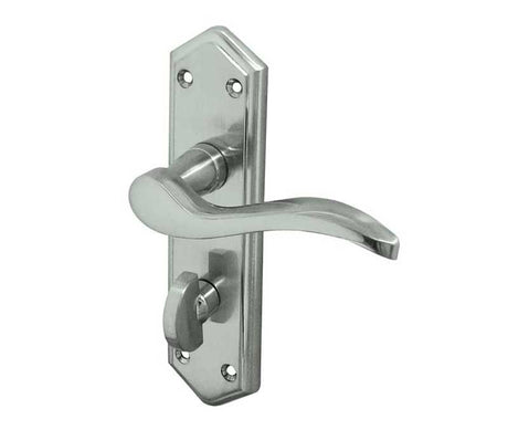 High quality image of Frelan - Paris Suite Door Handles on Bathroom Plate Satin Chrome Sku. JV283SC