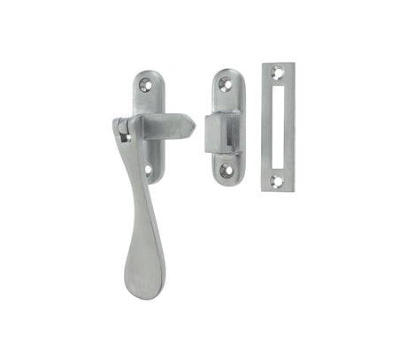 This is an image showing the Frelan - Non Locking Casement Fastener c/w Hook & Mortice Plate - Satin Chrome available to order from Trade Door Handles in Kendal