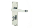 High quality image of Frelan - Victorian Straight Door Handle on Bathroom Plate Satin Chrome Sku. JV30BSC