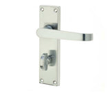High quality image of Frelan - Victorian Straight Door Handle on Bathroom Plate Satin Chrome Sku. JV30BSC