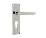 High quality image of Frelan - Victorian Straight Door Handles on Euro Profile Lockplate Polished Chrome Sku. JV30EPC