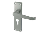 High quality image of Frelan - Victorian Straight Door Handles on Euro Profile Lockplate Satin Chrome Sku. JV30ESC
