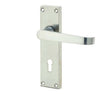 High quality image of Frelan - Victorian Straight Door Handle on Lockplate Satin Chrome Sku. JV30SC