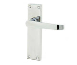 High quality image of Frelan - Victorian Straight Door Handles on Long Latchset Plate Polished Chrome Sku. JV31LPC