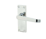 High quality image of Frelan - Victorian Straight Door Handle on Short Latchset Plate Polished Chrome Sku. JV31PC