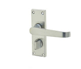 High quality image of Frelan - Victorian Straight Door Handle on Privacy Plate Satin Chrome Sku. JV31PRSC