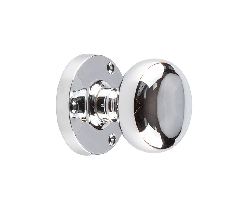 High quality image of Frelan - Jedo Mushroom Mortice Door Knobs 60mm Diameter Polished Chrome Sku. JV35PC