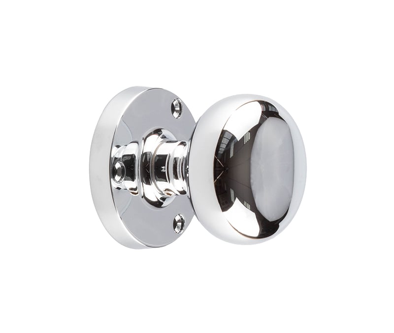 This is an image showing the Frelan - Mushroom Half Sprung Mortice Knobs - Polished Chrome available to order from Trade Door Handles in Kendal