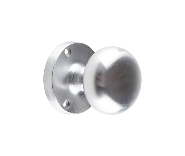 This is an image showing the Frelan - Mushroom Half Sprung Mortice Knobs - Satin Chrome available to order from Trade Door Handles in Kendal