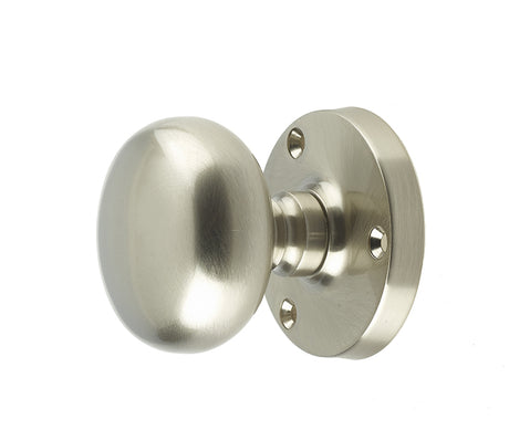 High quality image of Frelan - Jedo Mushroom Mortice Door Knobs 60mm Diameter Satin Nickel Sku. JV35SN