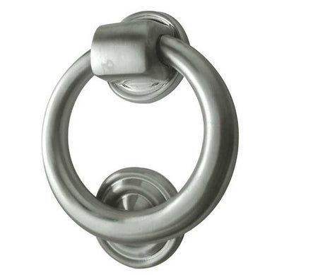 High quality image of Frelan - Jedo Ring Door Knockers 100mm dia Satin Chrome Sku. JV37SC