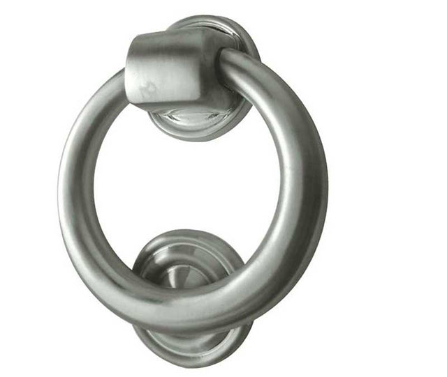 High quality image of Frelan - Jedo Ring Door Knockers 100mm dia Satin Chrome Sku. JV37SC
