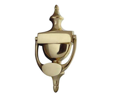 This is an image showing the Frelan - Urn Door Knocker 170mm - Polished Brass available to order from Trade Door Handles in Kendal