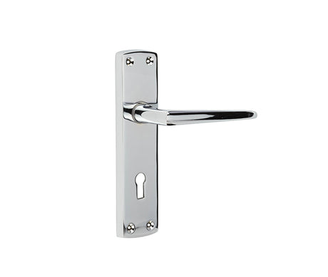High quality image of Frelan - Bray Door Handle on Lockplate Polished Chrome Sku. JV390PC