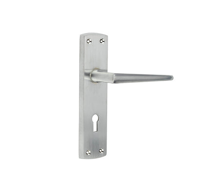 High quality image of Frelan - Bray Door Handle on Lockplate Satin Chrome Sku. JV390SC
