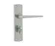 High quality image of Frelan - Bray Door Handle on Bathroom Plate Satin Chrome Sku. JV393SC