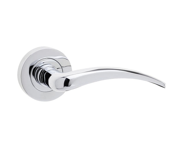 This is an image showing the Frelan - Gull Levers on Round Rose - Polished Chrome available to order from Trade Door Handles in Kendal