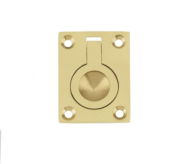 This is an image showing the Frelan - 38x50mm Flush Ring - Polished Brass available to order from Trade Door Handles in Kendal