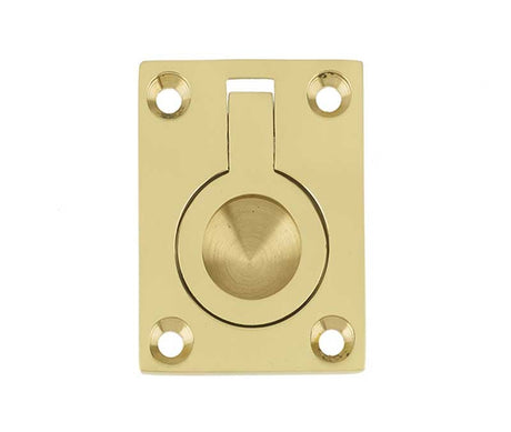 This is an image showing the Frelan - 50x63mm Flush Ring - Polished Brass available to order from Trade Door Handles in Kendal