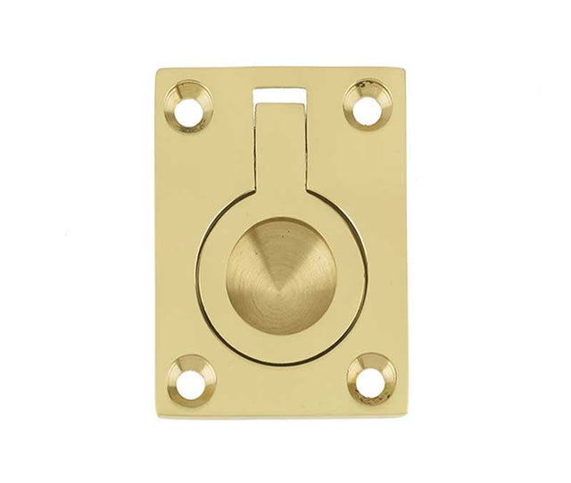 This is an image showing the Frelan - 50x63mm Flush Ring - Polished Brass available to order from Trade Door Handles in Kendal