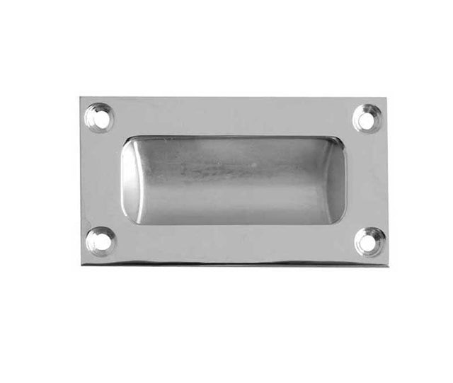 This is an image showing the Frelan - 89x42mm Flush Pull - Satin Chrome available to order from Trade Door Handles in Kendal