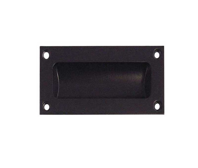 This is an image showing the Frelan - 75x40mm Flush Pull - Black available to order from Trade Door Handles in Kendal