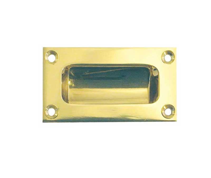 High quality image of Frelan - 75x40mm Flush Pull - Polished Brass | Sku. jv428pb | available to order from Trade Door Handles in Kendal.