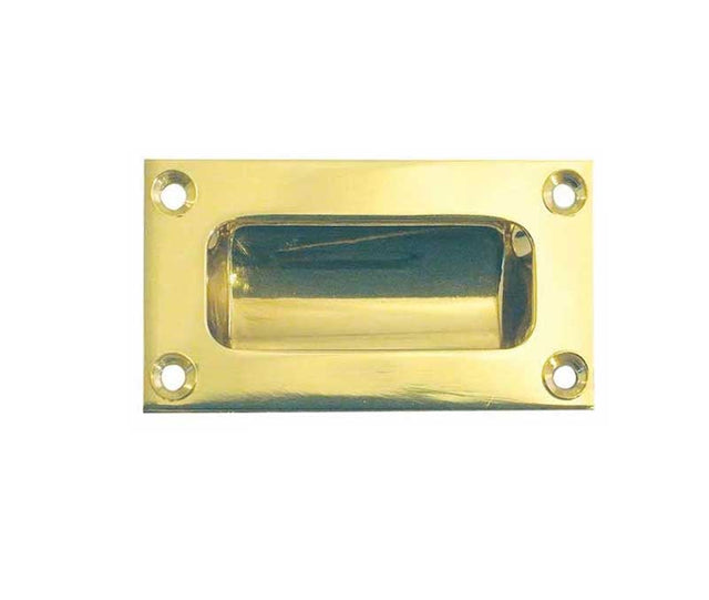 High quality image of Frelan - 75x40mm Flush Pull - Polished Brass | Sku. jv428pb | available to order from Trade Door Handles in Kendal.