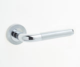 High quality image of Frelan - Twin Door Handle on Rose Polished Chrome/Satin Chrome Sku. JV430PCSC