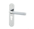 High quality image of Frelan - Twin Suite Door Handle on Euro Profile Lockplate Polished Chrome/Satin Chrome Sku. JV431EPCSC
