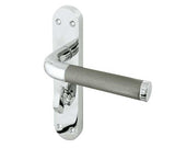 High quality image of Frelan - Twin Suite Door Handle on Bathroom Plate Polished Chrome/Satin Chrome Sku. JV433PCSC